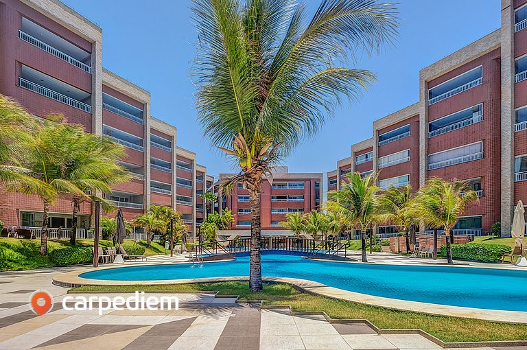 Scopa Beach em Porto das Dunas, Apt 3 Quartos, Pé na Areia,